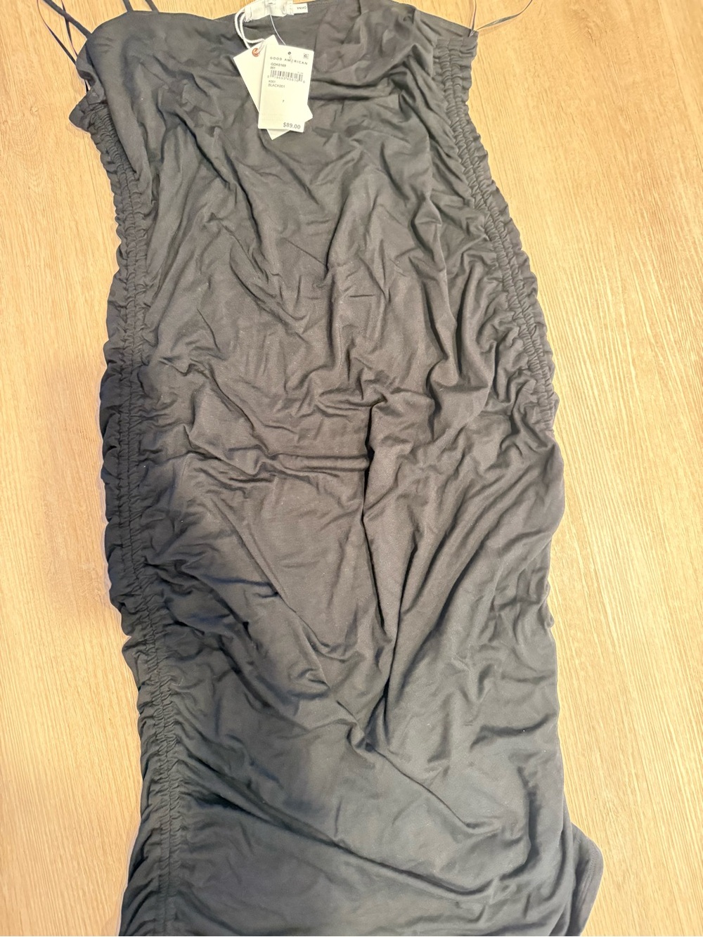 Good American BodyCon Black Ruched Dress
